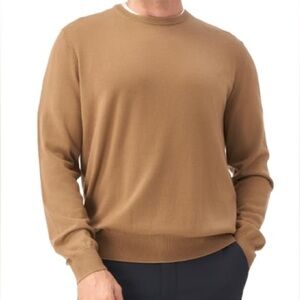 Moncrief London viscose nylon cashmere blend crewneck sweater camel tan men's M